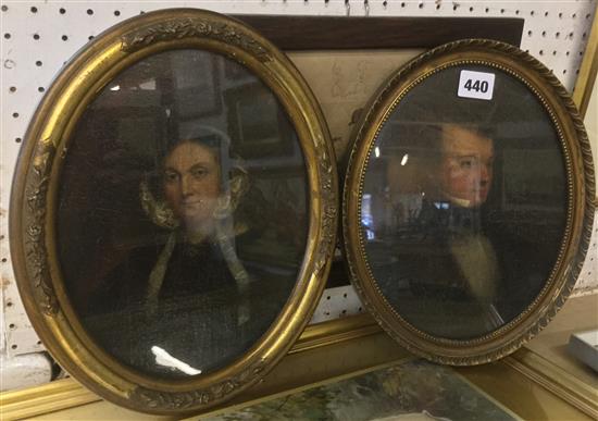 Pair oval Victorian portraits